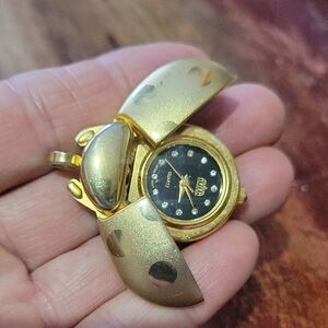 Gold Ladybug Watch Pendant~Aviva~Japan Movement